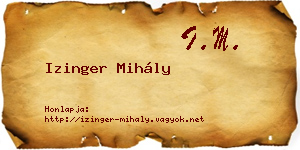 Izinger Mihály névjegykártya