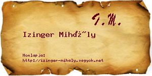 Izinger Mihály névjegykártya